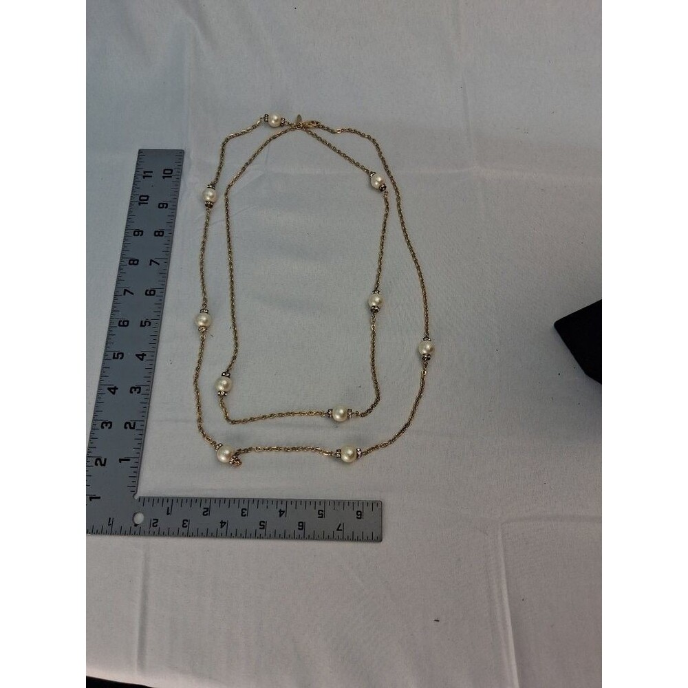 Joan Rivers Classics Collection Gold Chain Faux Pearl Rhinestone Necklace - Picture 6 of 10